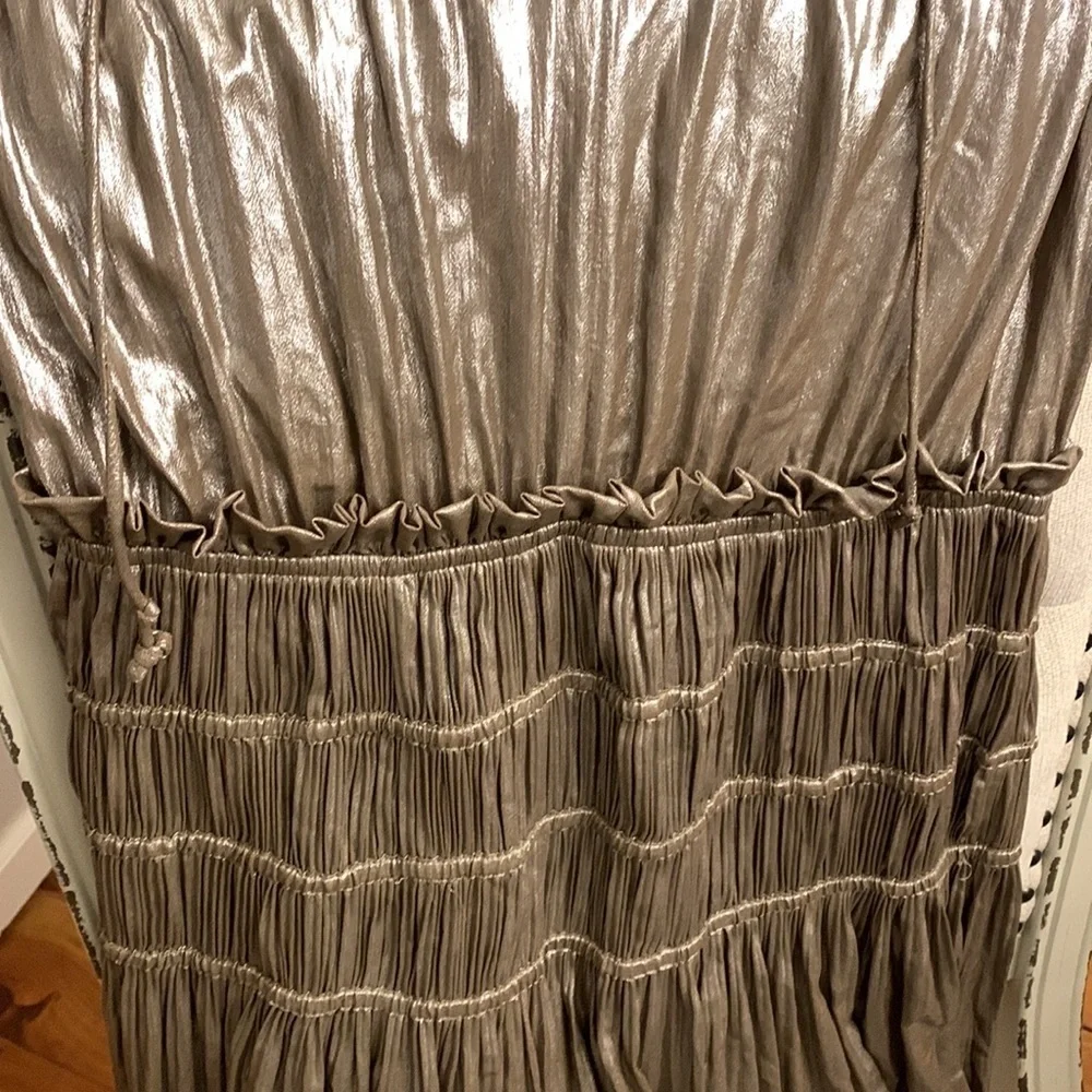NEW Current Air Metallic Smocked Waist Maxi Dress